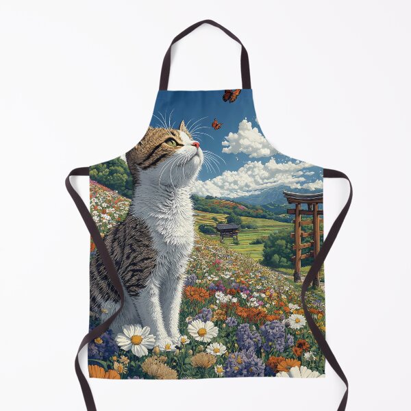 Item preview, Tabby Cat Wildflower Meadow Butterflies Japanese Torii Gate Summer Breeze designed and sold by SuperTeamCanada.