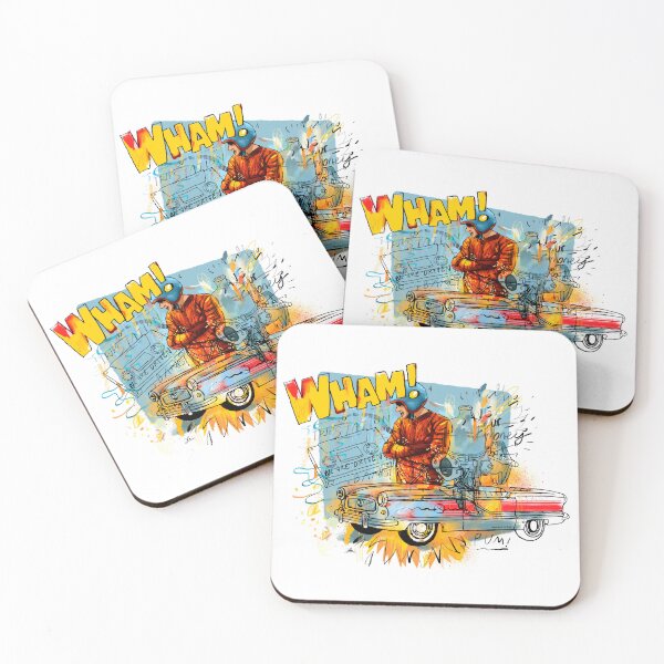 Item preview, Wham! – Retro Pop Art Character with Classic Car designed and sold by Matalobos /  Retro Art & Classic Machines.
