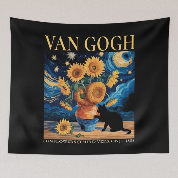 Item preview, Van Gogh Cat & Sunflowers – 1888 Tribute Art designed and sold by JayceTucker89.