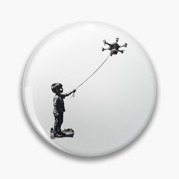 Item preview, A young boy using a drone as a kite in banksy style designed and sold by shadystitch.
