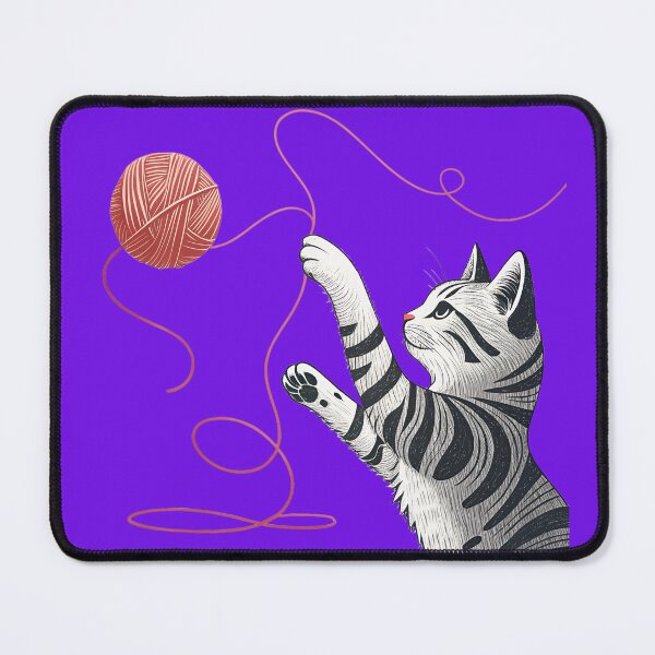 Item preview, Playful cat pawing at a ball of yarn designed and sold by DukeTheMagic.