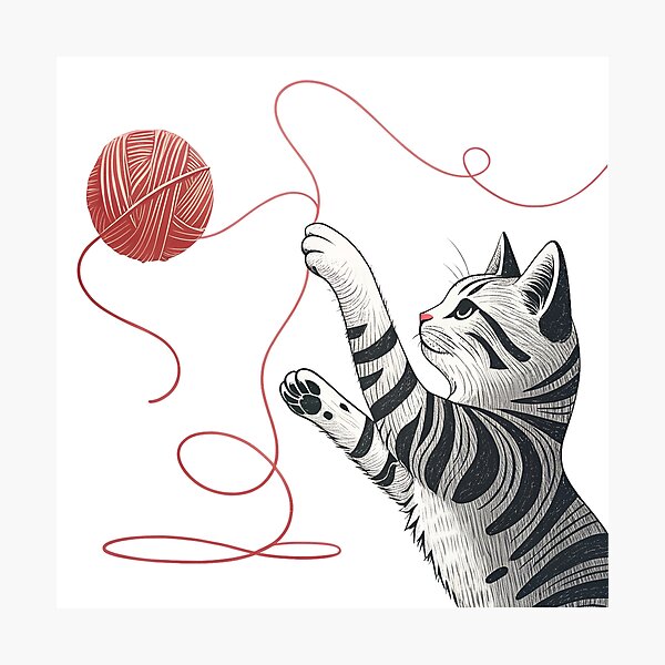 Item preview, Gato juguetón manoseando una bola de hilo designed and sold by DukeTheMagic.