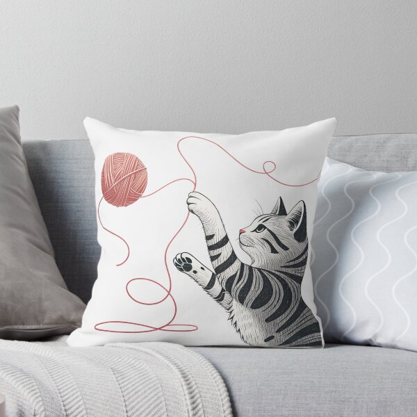Item preview, Playful cat pawing at a ball of yarn designed and sold by DukeTheMagic.