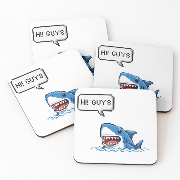 Item preview, Hi Guys – Cute Pixel Shark Greeting designed and sold by Pawandkin.