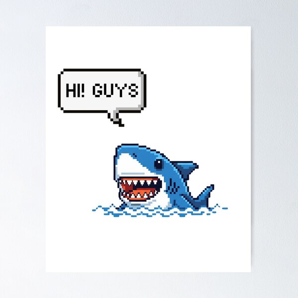 Item preview, Hi Guys – Cute Pixel Shark Greeting designed and sold by Pawandkin.