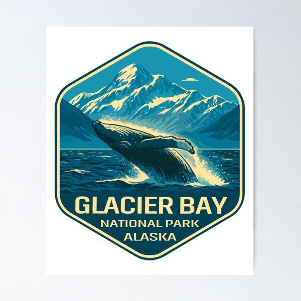 Artikelvorschau, Glacier-Bay-Nationalpark Retro Alaska Sticker entworfen und verkauft von Ismeal Von.
