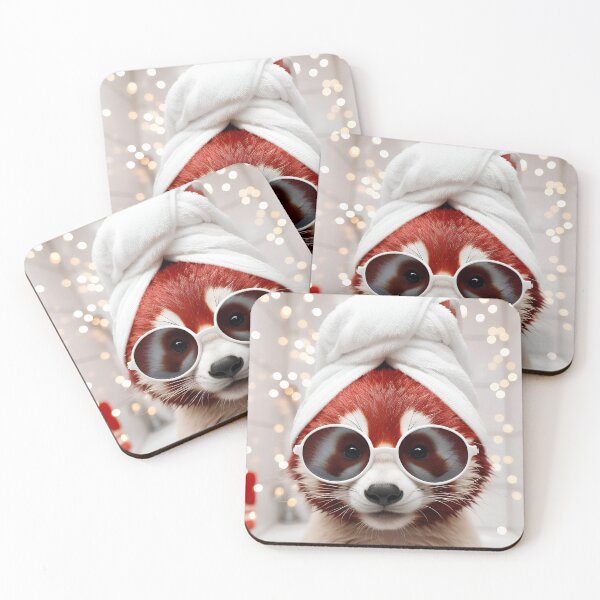 Item preview, Cute Red Panda with Towel on Head After Shower – Relaxed & Cute Pet Design designed and sold by lugillustration.