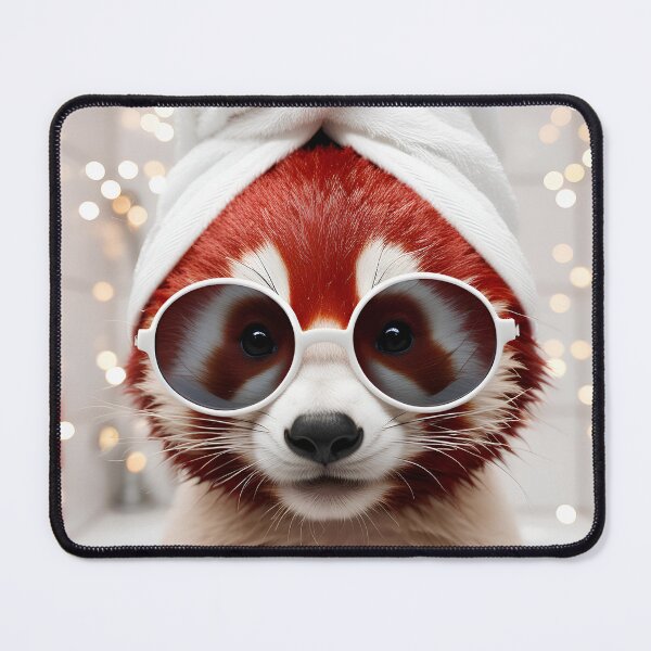 Item preview, Cute Red Panda with Towel on Head After Shower – Relaxed & Cute Pet Design designed and sold by lugillustration.