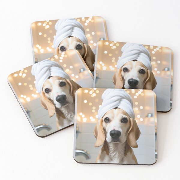 Item preview, Beagle Dog with Towel on Head After Shower – Relaxed & Cute Pet Design 1 designed and sold by lugillustration.