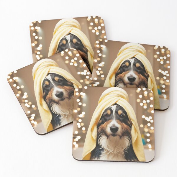 Item preview, Bearded Collie Dog with Towel on Head After Shower – Relaxed & Cute Pet Design designed and sold by lugillustration.