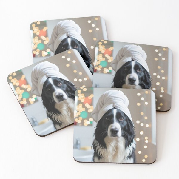 Item preview, Border Collie Dog with Towel on Head After Shower – Relaxed & Cute Pet Design designed and sold by lugillustration.