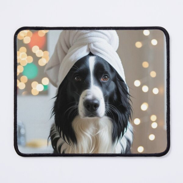 Item preview, Border Collie Dog with Towel on Head After Shower – Relaxed & Cute Pet Design designed and sold by lugillustration.