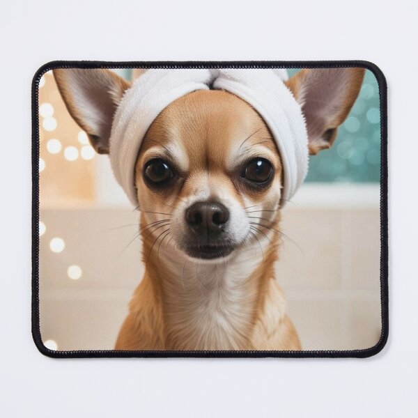 Item preview, Brown Chihuahua Dog with Towel on Head After Shower – Relaxed & Cute Pet Design designed and sold by lugillustration.