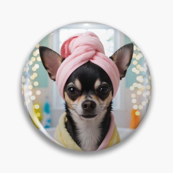 Item preview, Black Chihuahua Dog with Towel on Head After Shower – Relaxed & Cute Pet Design 2 designed and sold by lugillustration.