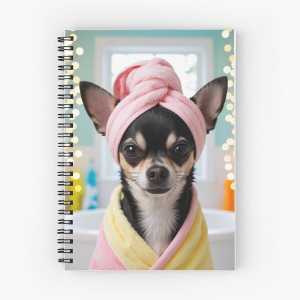 Item preview, Black Chihuahua Dog with Towel on Head After Shower – Relaxed & Cute Pet Design 2 designed and sold by lugillustration.