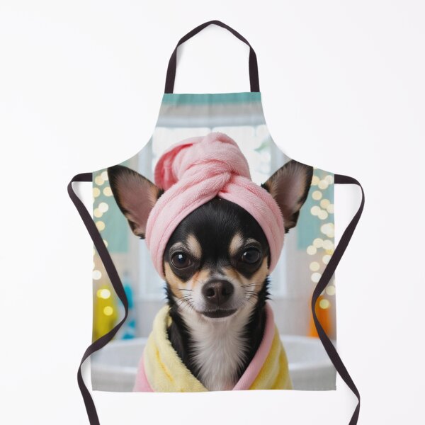Item preview, Black Chihuahua Dog with Towel on Head After Shower – Relaxed & Cute Pet Design 2 designed and sold by lugillustration.