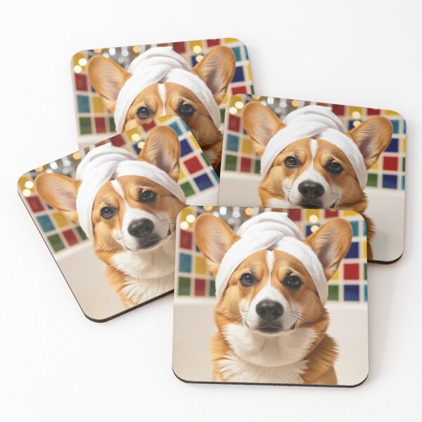 Item preview, Corgi Dog with Towel on Head After Shower – Relaxed & Cute Pet Design designed and sold by lugillustration.