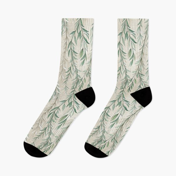 Item preview, Watercolor Willow Leaves Seamless Pattern on Textured Beige Background. designed and sold by RGShirtWorks.