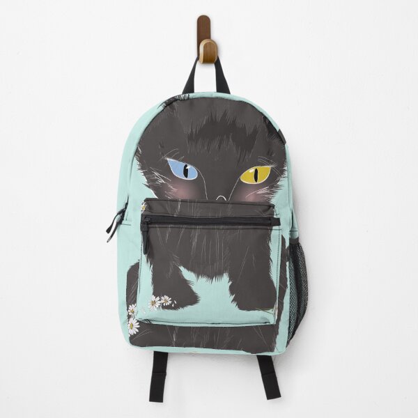 Item preview, Cute Animal Collection Black Kitten with Golden Bell and White Daisy designed and sold by Miza Drops.