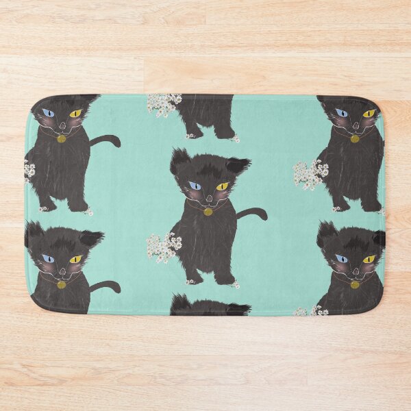 Item preview, Cute Animal Collection Black Kitten with Golden Bell and White Daisy designed and sold by Miza Drops.
