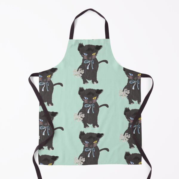 Item preview, Cute Animal Collection Black Kitten with Blue Ribbon and White Daisy designed and sold by Miza Drops.