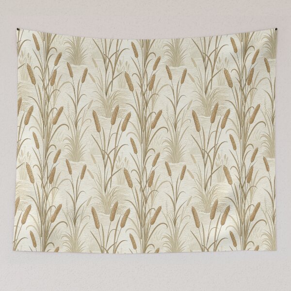 Item preview, Neutral Tone Cattail Reed Seamless Botanical Pattern. designed and sold by RGShirtWorks.