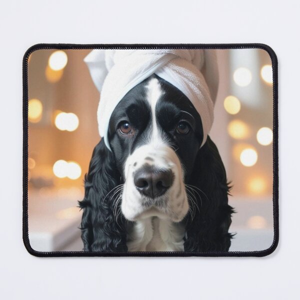Item preview, Cocker Spaniel Dog with Towel on Head After Shower – Relaxed & Cute Pet Design 2 designed and sold by lugillustration.