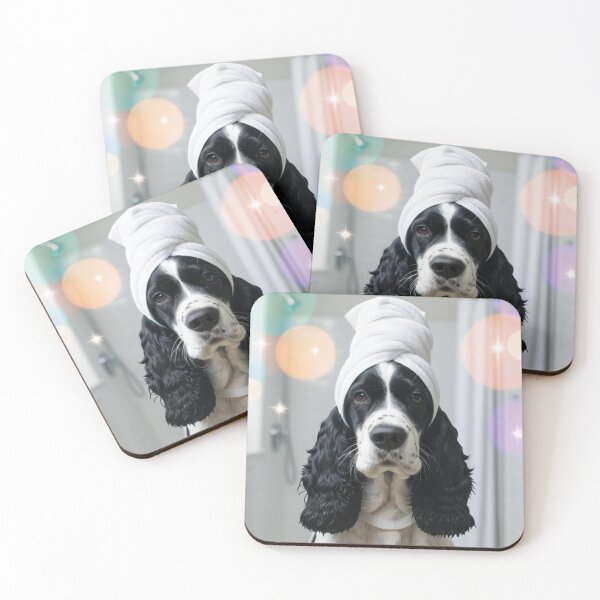 Item preview, Cocker Spaniel Dog with Towel on Head After Shower – Relaxed & Cute Pet Design designed and sold by lugillustration.