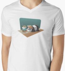 panda character chinese noodle Men's V-Neck T-Shirt