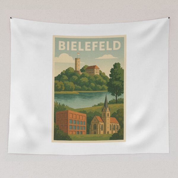 Item preview, Bielefeld – Aesthetic city poster in vintage travel style designed and sold by Domci.