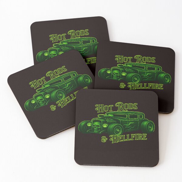 Item preview, Hot Rods & Hellfire Neon Green Skull Car Rockabilly Graphic designed and sold by Friends Custom Creations.