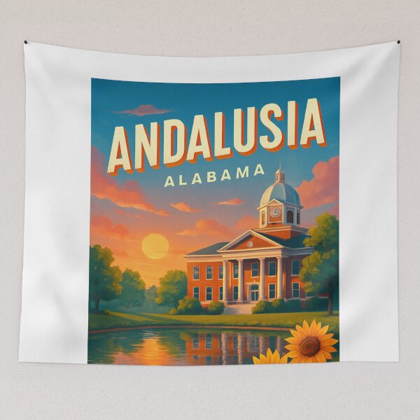Item preview, Andalusia Alabama Courthouse and Sunflowers designed and sold by Aryabek.