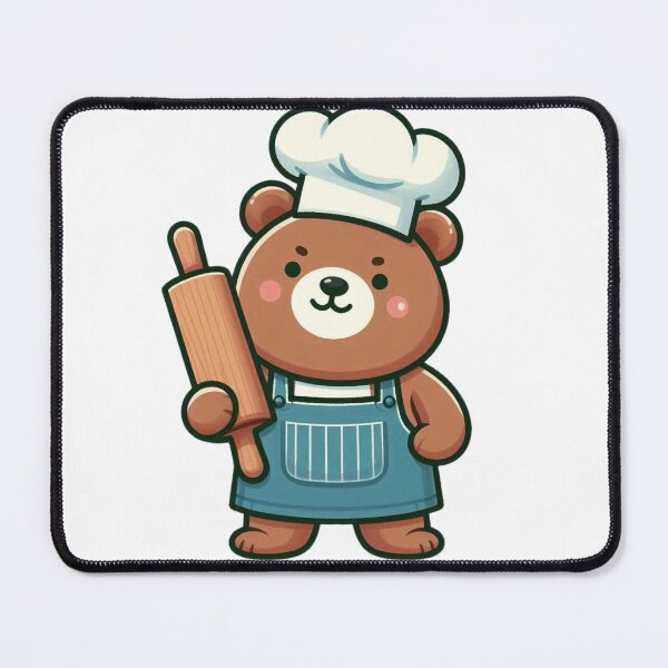 Item preview, Charming Cartoon Chef Bear in Apron with Rolling Pin designed and sold by Confuzz1ed.