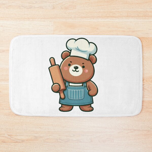 Item preview, Charming Cartoon Chef Bear in Apron with Rolling Pin designed and sold by Confuzz1ed.