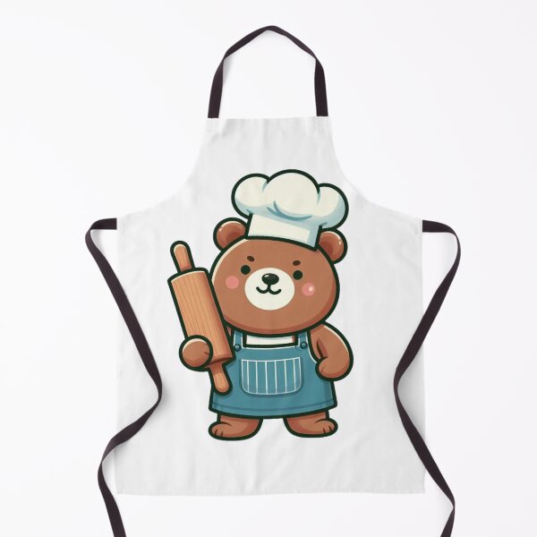 Item preview, Charming Cartoon Chef Bear in Apron with Rolling Pin designed and sold by Confuzz1ed.