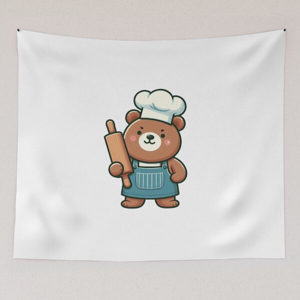 Item preview, Charming Cartoon Chef Bear in Apron with Rolling Pin designed and sold by Confuzz1ed.