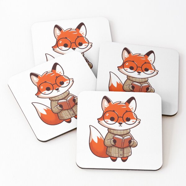 Item preview, Wise Cartoon Librarian Fox with Glasses and Book designed and sold by Confuzz1ed.