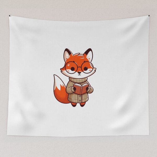 Item preview, Wise Cartoon Librarian Fox with Glasses and Book designed and sold by Confuzz1ed.