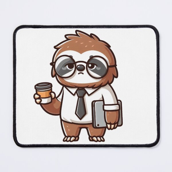 Item preview, Tired Cartoon Office Sloth Holding Coffee and mobile device designed and sold by Confuzz1ed.