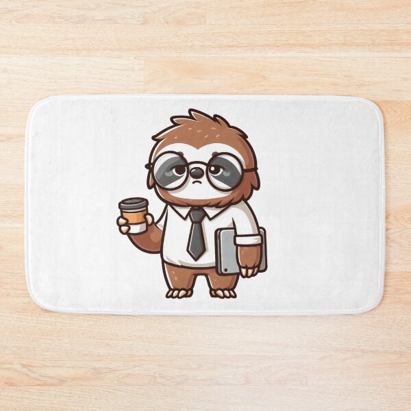 Item preview, Tired Cartoon Office Sloth Holding Coffee and mobile device designed and sold by Confuzz1ed.