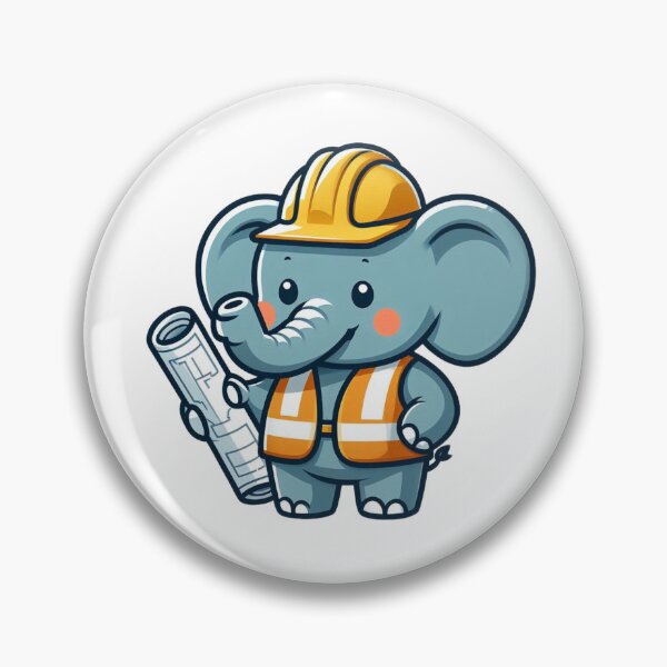 Item preview, Strong Cartoon Construction Elephant in Safety Vest designed and sold by Confuzz1ed.