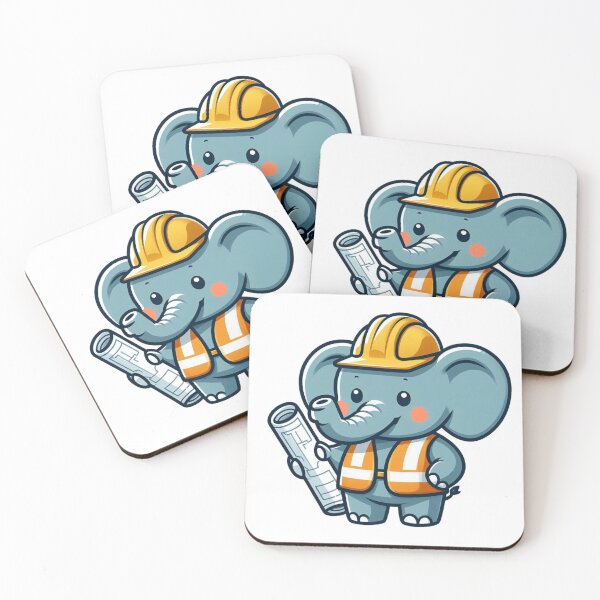 Item preview, Strong Cartoon Construction Elephant in Safety Vest designed and sold by Confuzz1ed.
