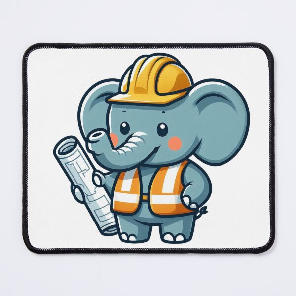 Item preview, Strong Cartoon Construction Elephant in Safety Vest designed and sold by Confuzz1ed.