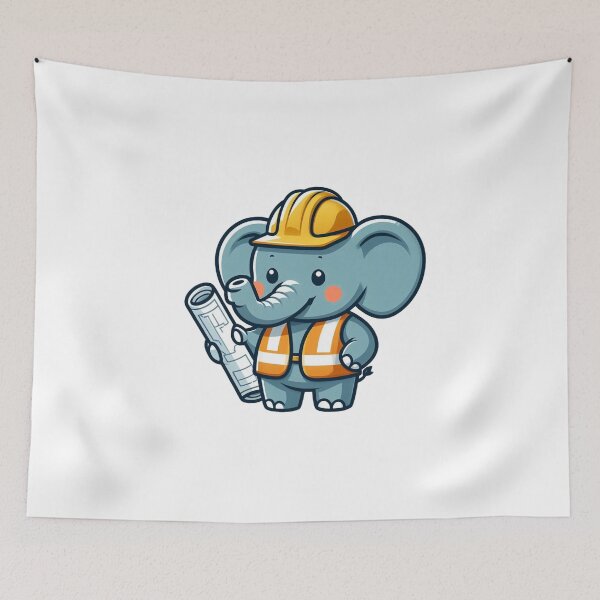 Item preview, Strong Cartoon Construction Elephant in Safety Vest designed and sold by Confuzz1ed.