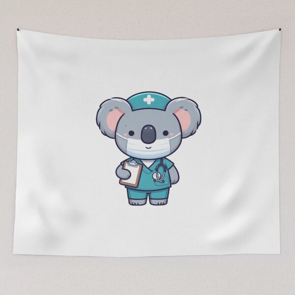 Item preview, Gentle Cartoon Koala Nurse with Clipboard and Face Mask designed and sold by Confuzz1ed.