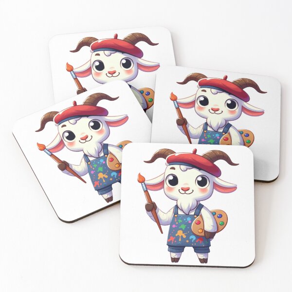 Item preview, Creative Cartoon Artist Goat with Beret and Paintbrush designed and sold by Confuzz1ed.
