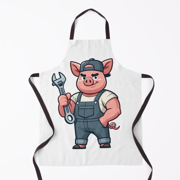 Item preview, Greasy Cartoon Mechanic Pig in Overalls with Wrench designed and sold by Confuzz1ed.