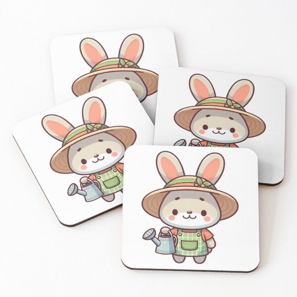 Item preview, Cute Cartoon Gardener Bunny in Straw Hat with Watering Can designed and sold by Confuzz1ed.