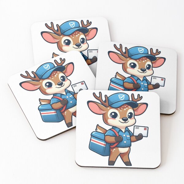 Item preview, Friendly Cartoon Mailman Deer with Satchel and Cap designed and sold by Confuzz1ed.