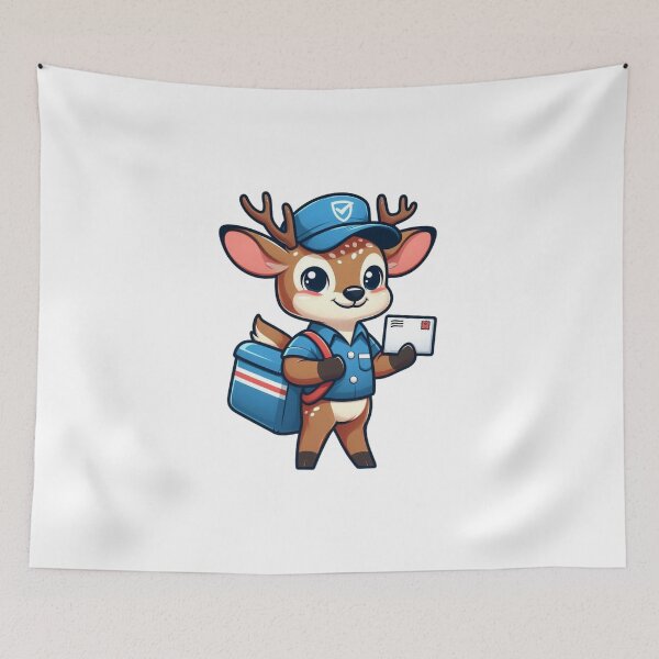 Item preview, Friendly Cartoon Mailman Deer with Satchel and Cap designed and sold by Confuzz1ed.